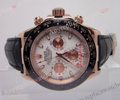 Replica Rolex Daytona Watch White Face & Black Ceramic Rose Gold Case